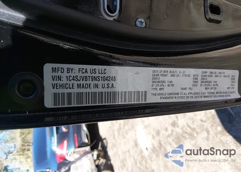 2022 Jeep Wagoneer Series Ii 4X4 из США, поврежденный, VIN 1C4SJVBT9NS104248